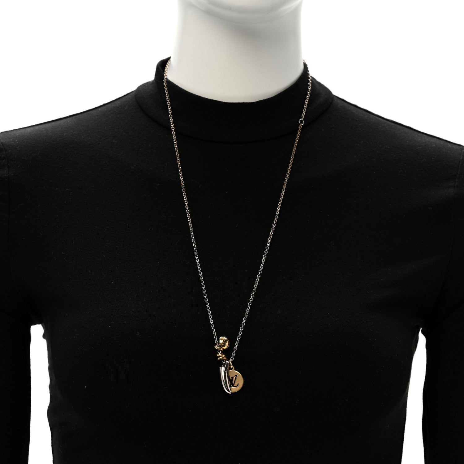 Louis Vuitton Metal Safari Charms Necklace Silver Gold 2 of 8