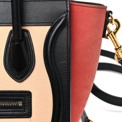 Celine Drummed Calfskin Nubuck Nano Tri-Color Luggage Ruby 16 of 19