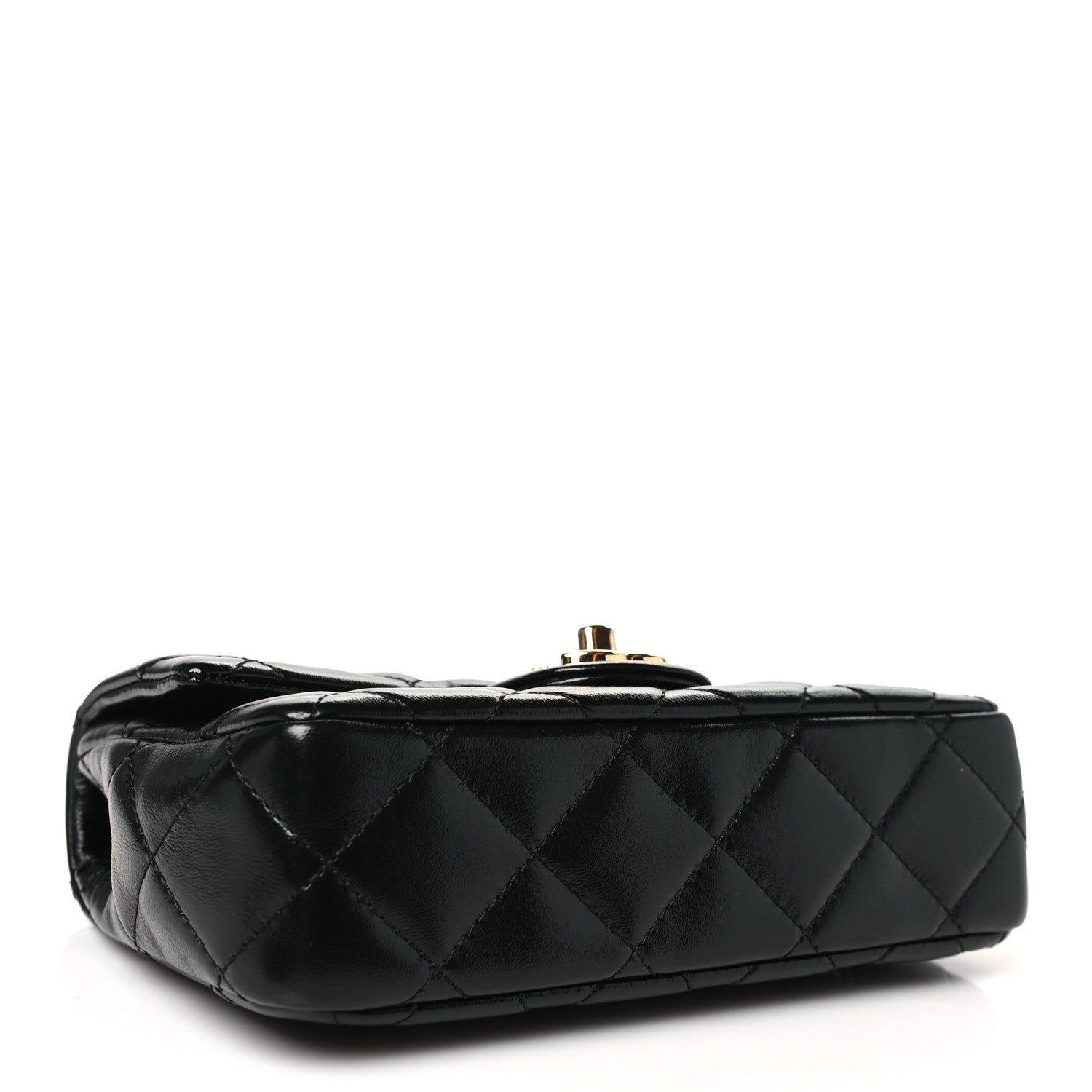 Chanel Shiny Lambskin Quilted Golden Links Top Handle Flap Black 4 of 11
