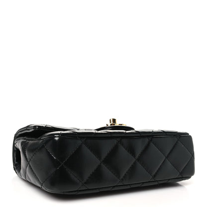Chanel Shiny Lambskin Quilted Golden Links Top Handle Flap Black 4 of 11