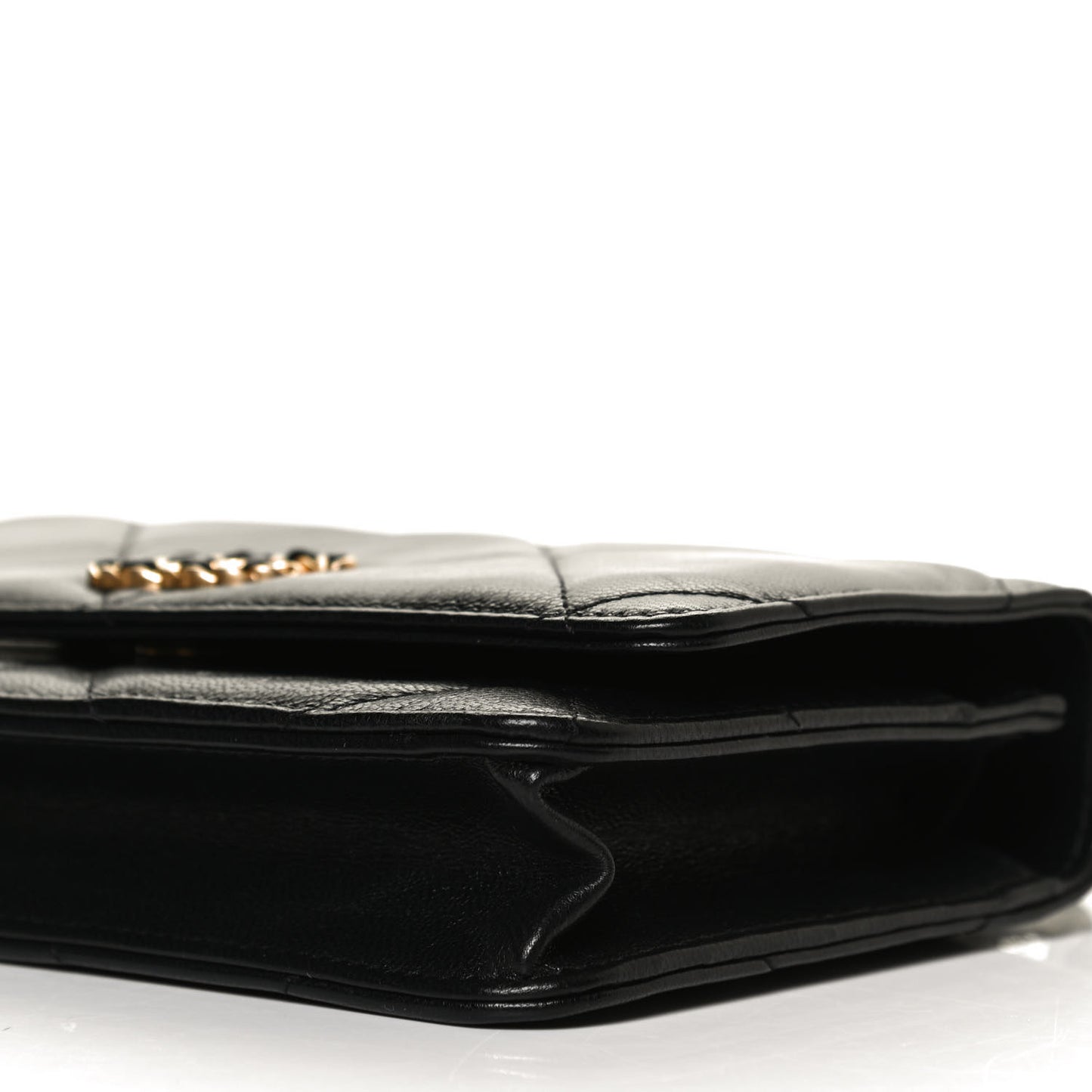 Goatskin Quilted Chanel 19 Wallet On Chain WOC Black