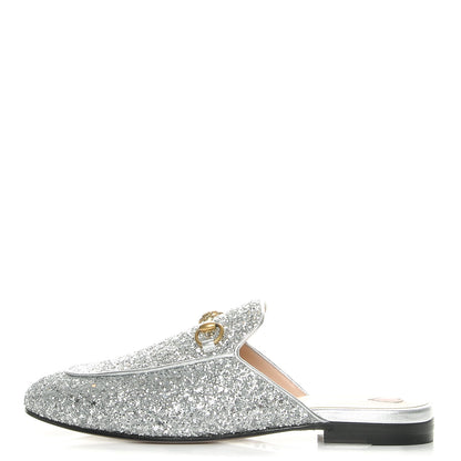 Gucci Glitter Princetown Slippers 38 Silver 1 of 9