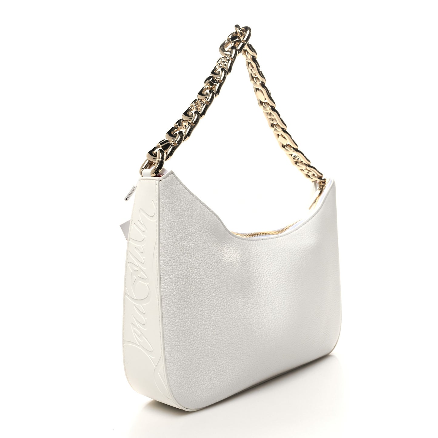 Calfskin Large Loubila Chain Shoulder Bag White