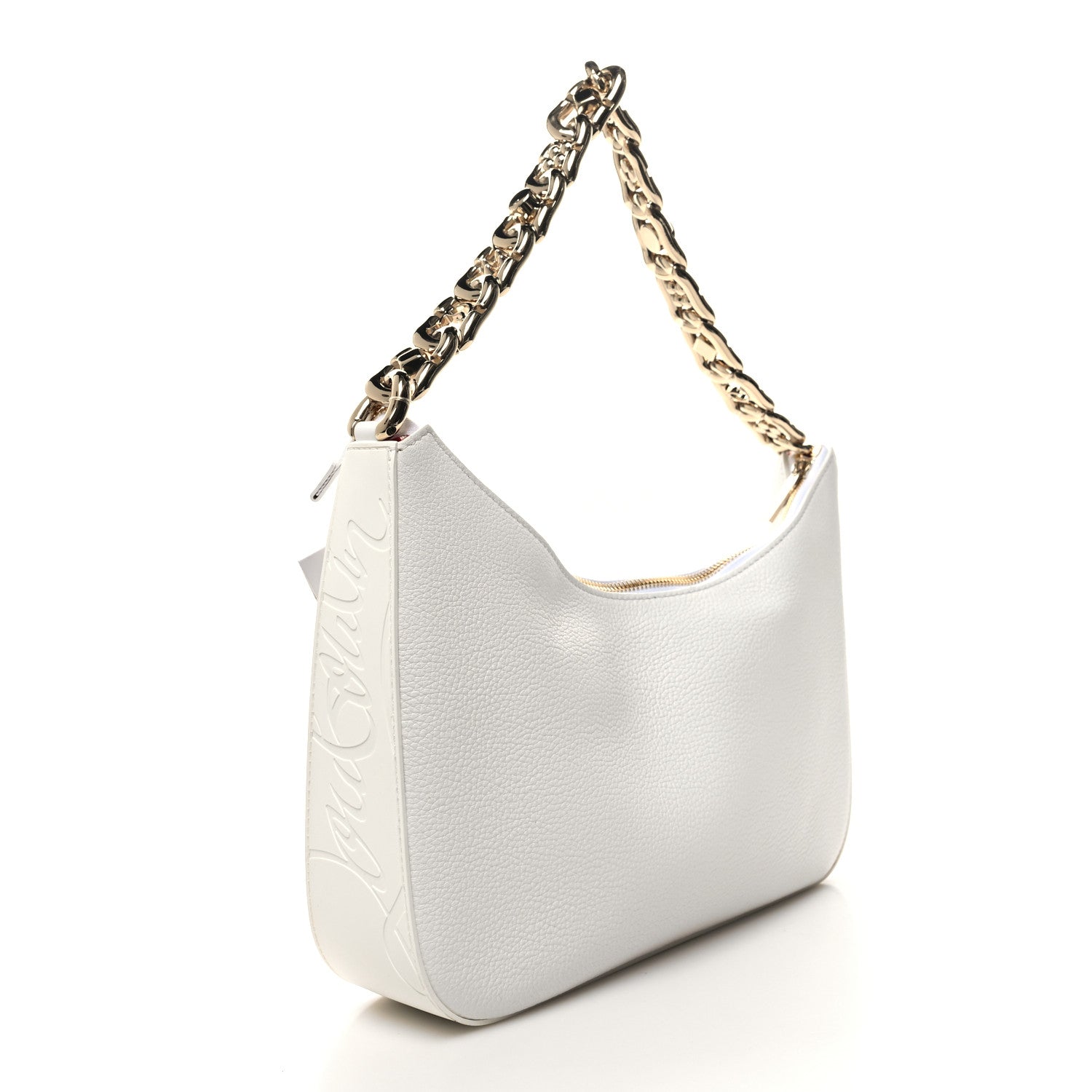 Christian Louboutin Calfskin Large Loubila Chain Shoulder Bag White 3 of 10