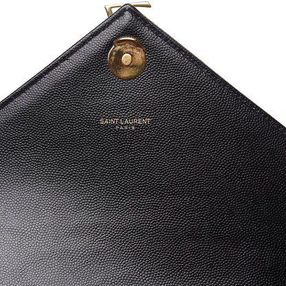 Saint Laurent Grain De Poudre Matelasse Chevron Large Monogram Satchel Black 9 of 9