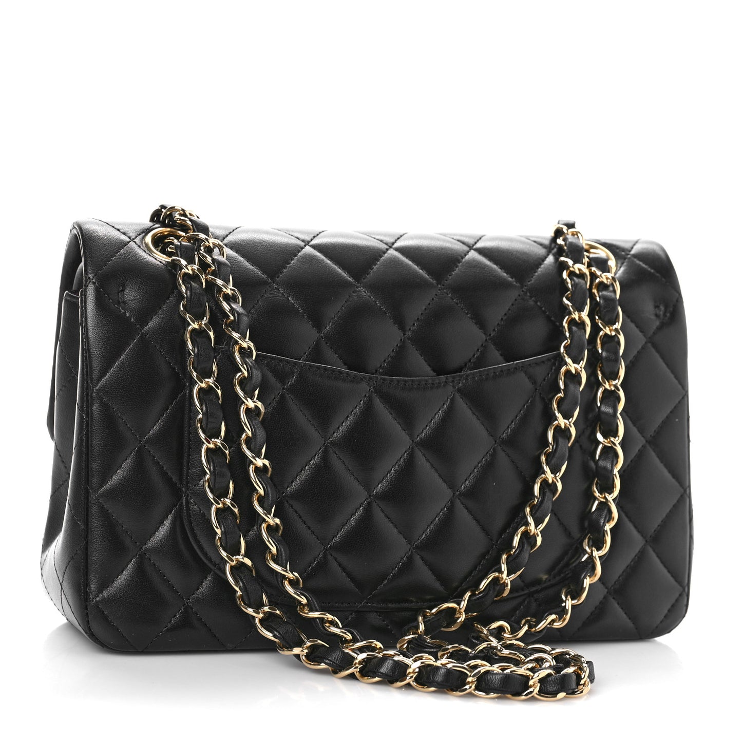 Lambskin Quilted Small Double Flap Black