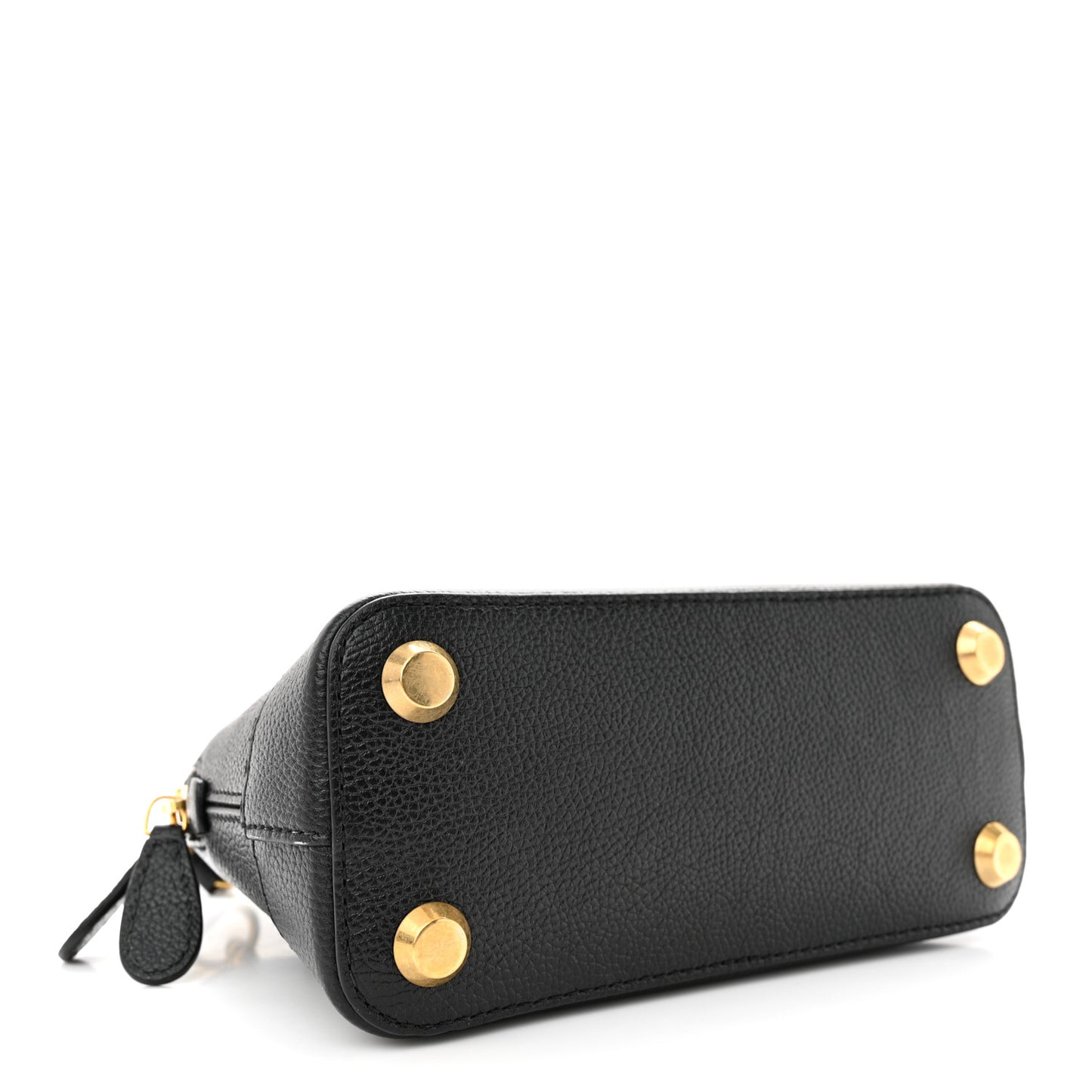 Grained Calfskin Logo XXS Ville Top Handle Bag Black White