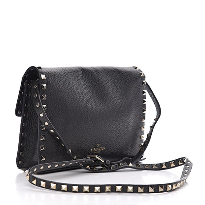 Valentino Garavani Pebbled Calfskin Medium Rockstud Flip Lock Crossbody Bag Black 3 of 14