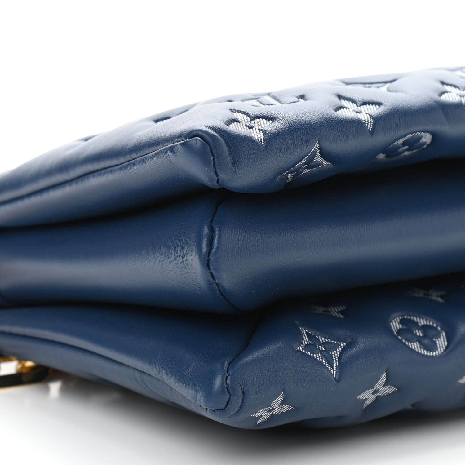 Louis Vuitton Lambskin Embossed Monogram Coussin PM Denim Blue 8 of 9