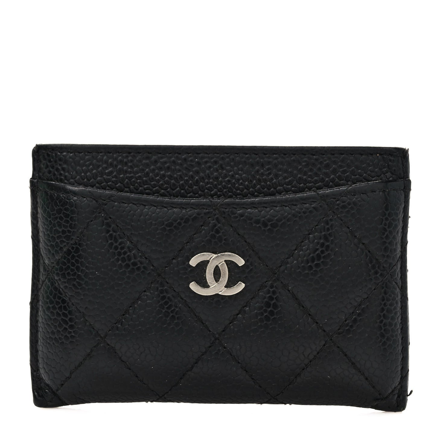 Caviar Quilted Card Holder Black