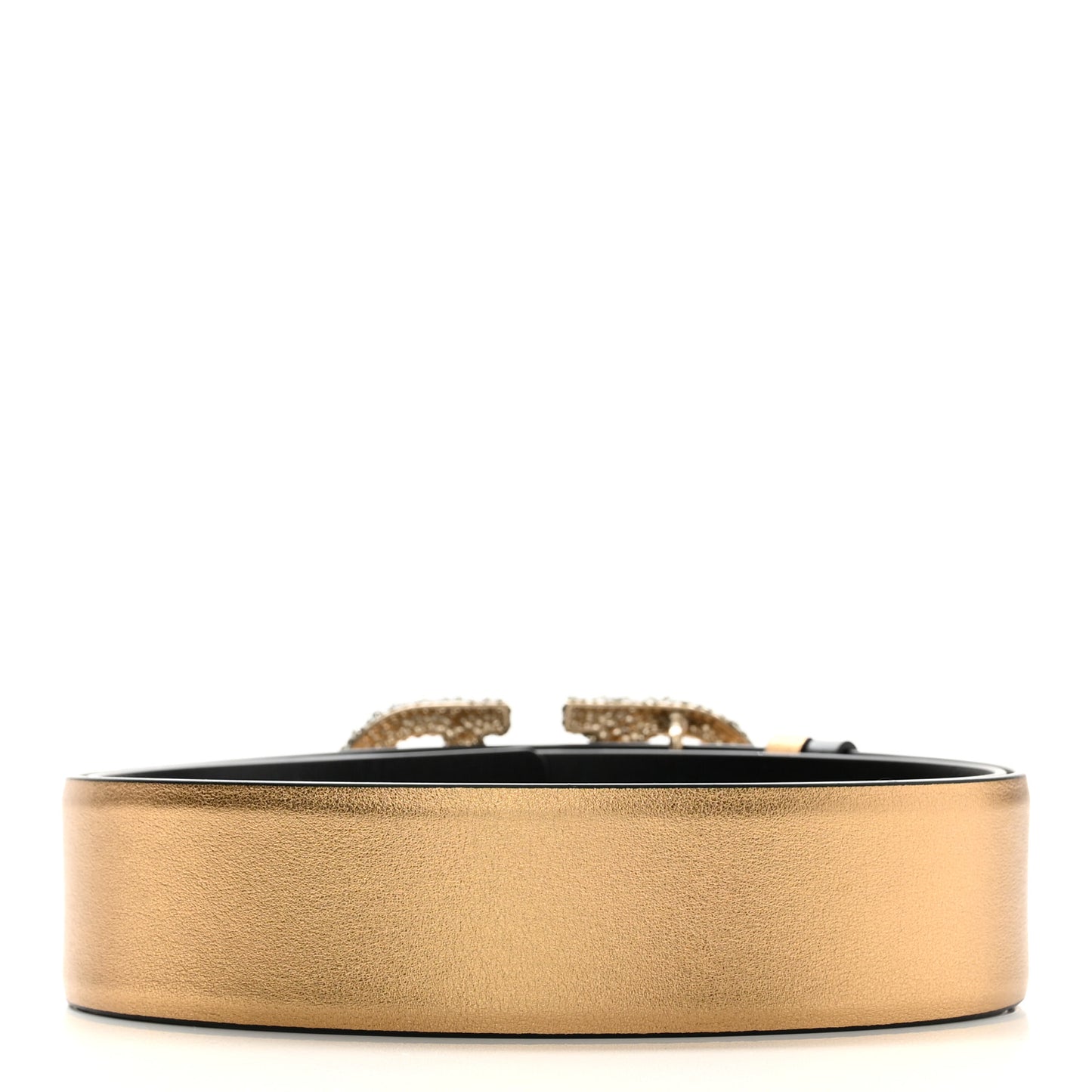 Calfskin Crystal VLogo 40mm Reversible Belt 110 44 Black Gold