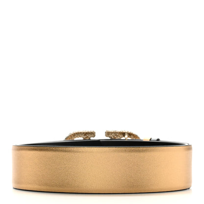 Valentino Garavani Calfskin Crystal VLogo 40mm Reversible Belt 110 44 Black Gold 3 of 7