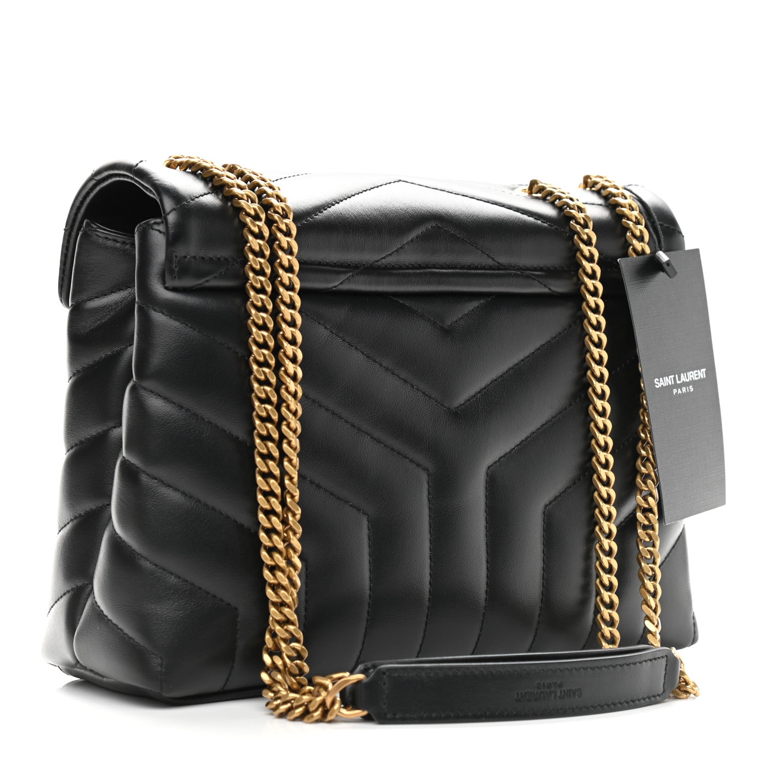 Saint Laurent Calfskin Y Quilted Monogram Small Loulou Chain Satchel Black 3 of 10