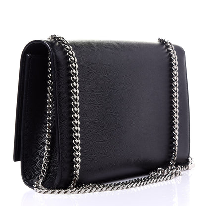 Saint Laurent Grain De Poudre Medium Classic Monogram Kate Satchel Black 3 of 13
