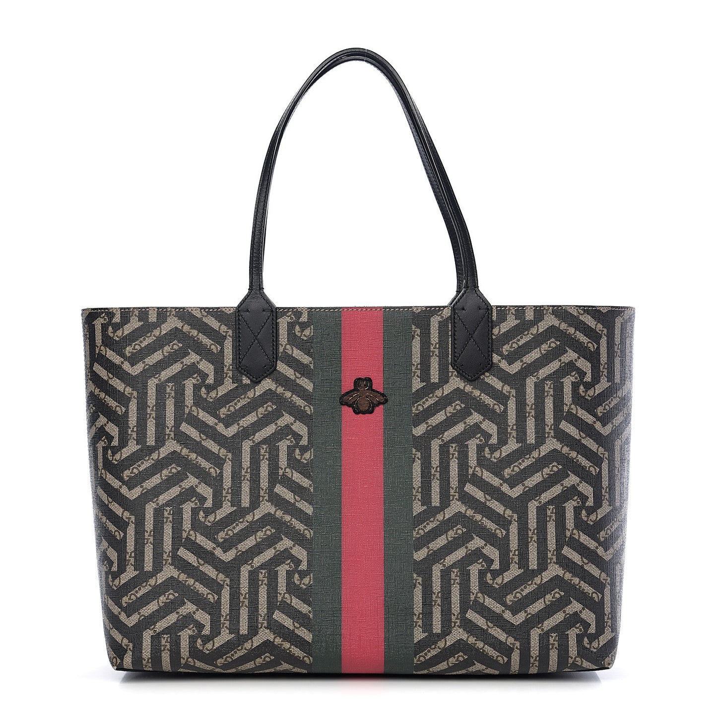 GG Supreme Monogram Caleido Web Medium Tote Beige Ebony