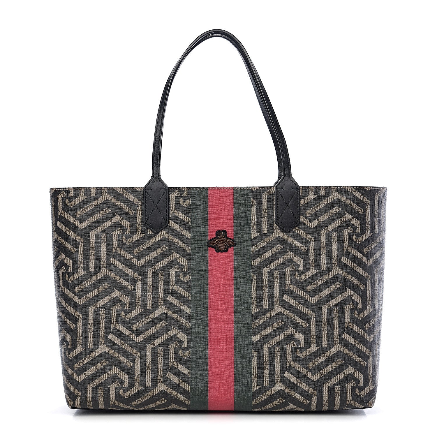 Gucci GG Supreme Monogram Caleido Web Medium Tote Beige Ebony 1 of 10