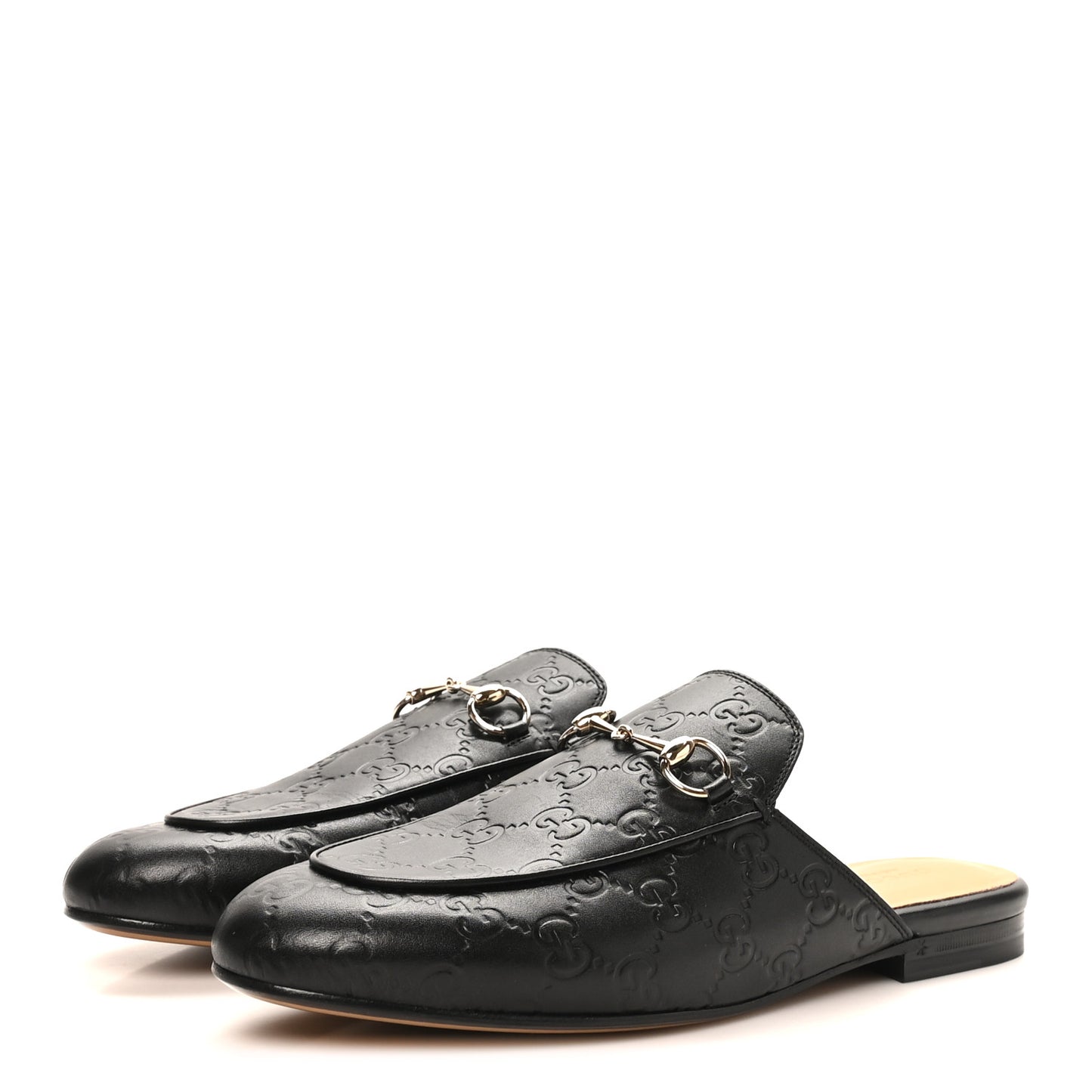 Glamour Calfskin Guccissima Womens Princetown Slippers 38.5 Black