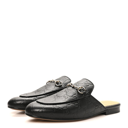 Gucci Glamour Calfskin Guccissima Womens Princetown Slippers 38.5 Black 4 of 9