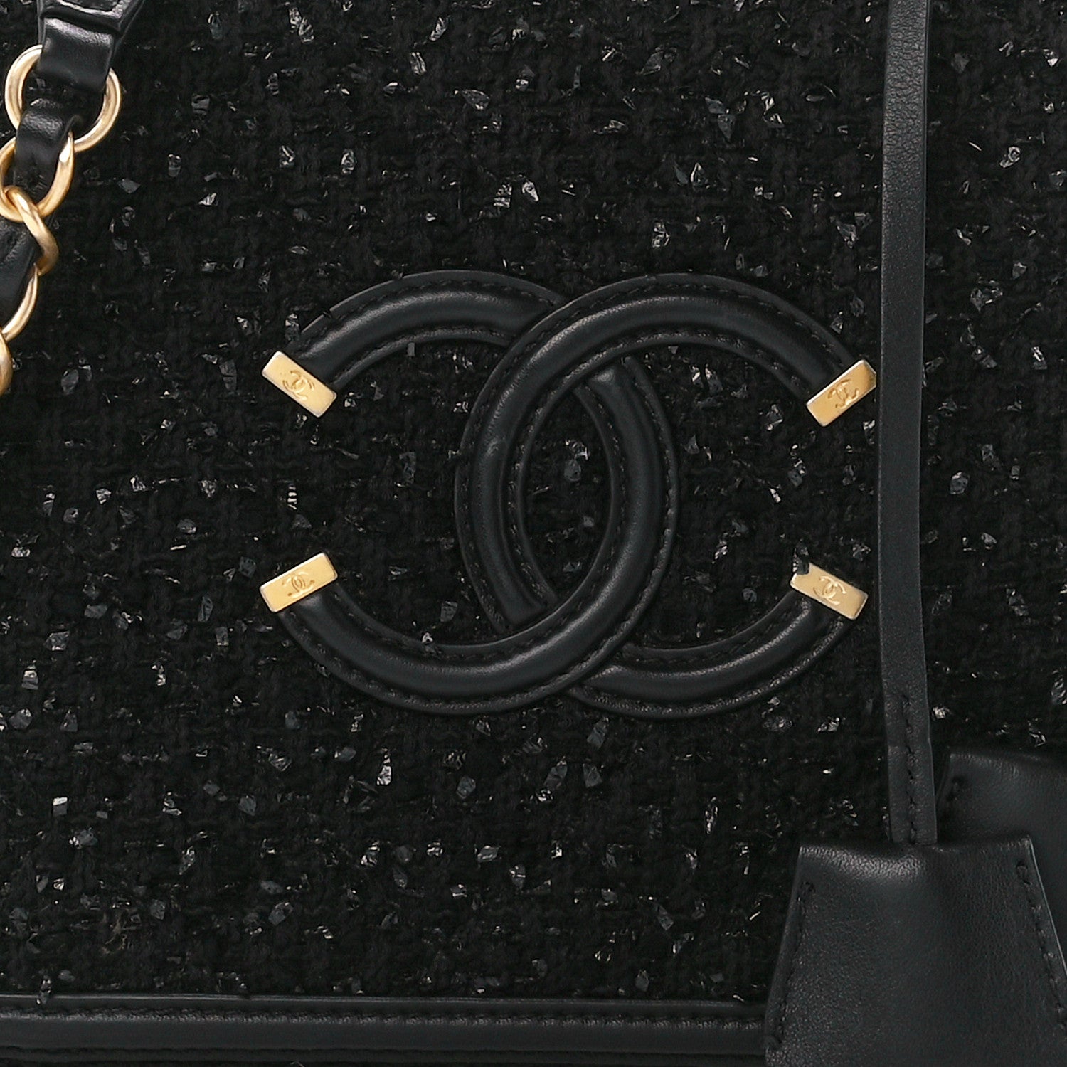 Chanel Tweed Quilted Medium CC Filigree Vanity Case Black 8 of 10