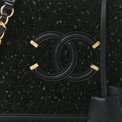 Chanel Tweed Quilted Medium CC Filigree Vanity Case Black 8 of 10