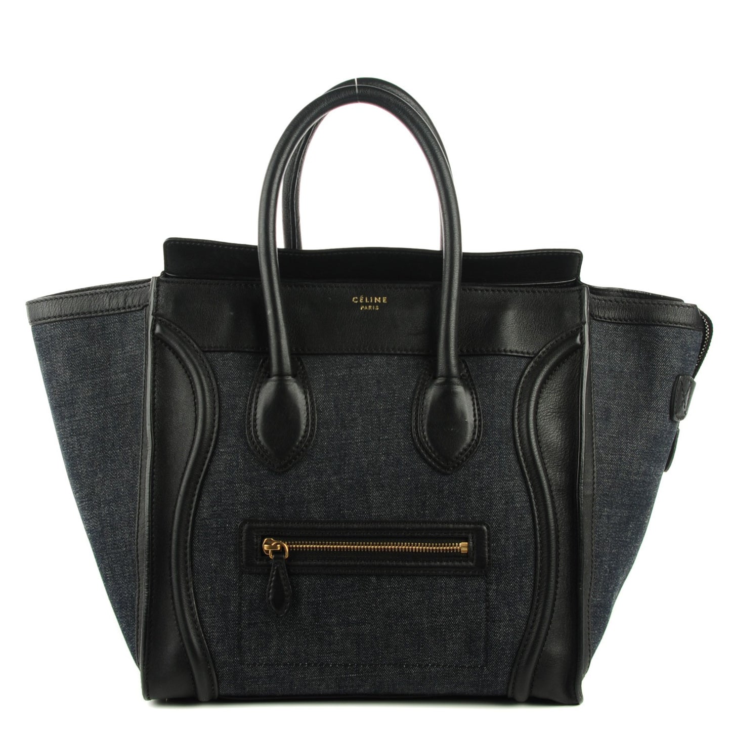 Calfskin Denim Mini Luggage Navy Black