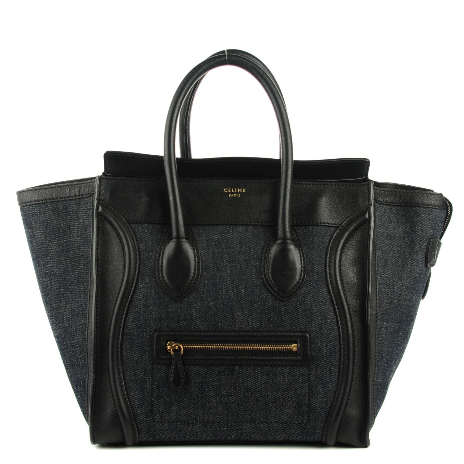 Celine Calfskin Denim Mini Luggage Navy Black 1 of 8