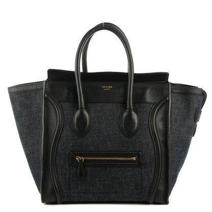 Celine Calfskin Denim Mini Luggage Navy Black 1 of 8
