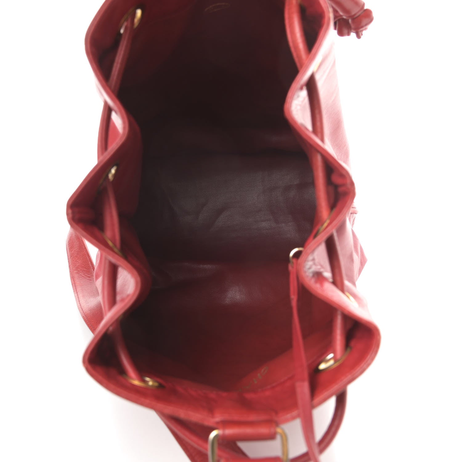 Chanel Lambskin CC Drawstring Backpack Red 6 of 18