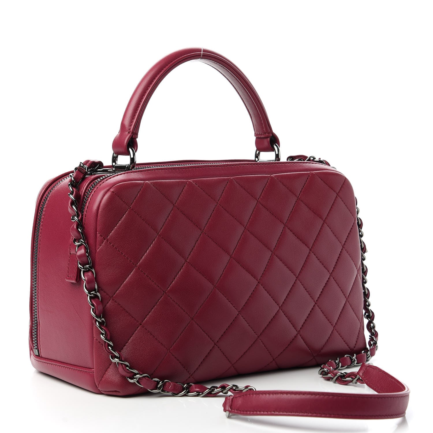 Chanel Lambskin Quilted Medium Trendy CC Bowling Bag Dark Pink 3 of 11