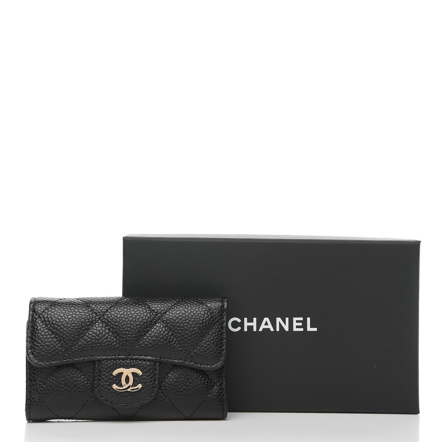 Caviar Quilted 6 Key Holder Black
