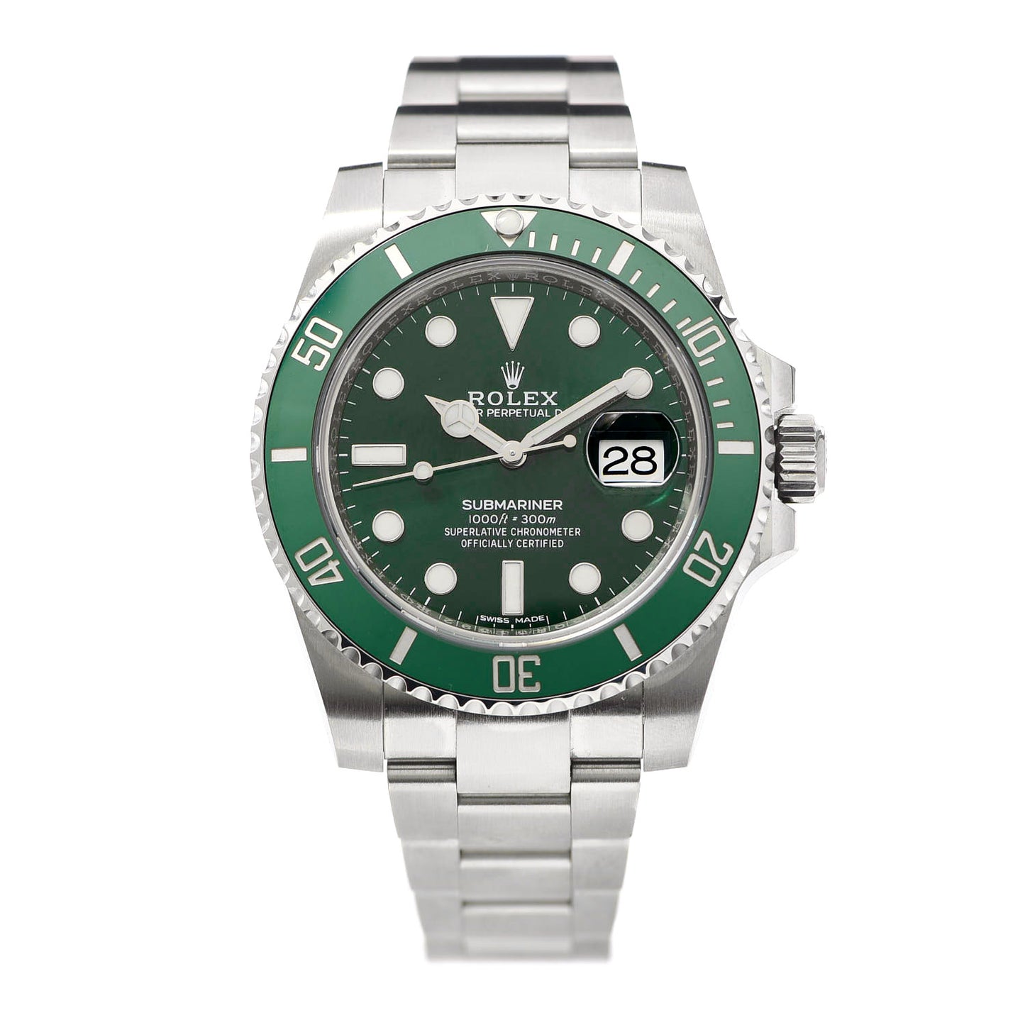 Stainless Steel 40mm Oyster Perpetual Submariner Date Hulk Watch Green 116610LV