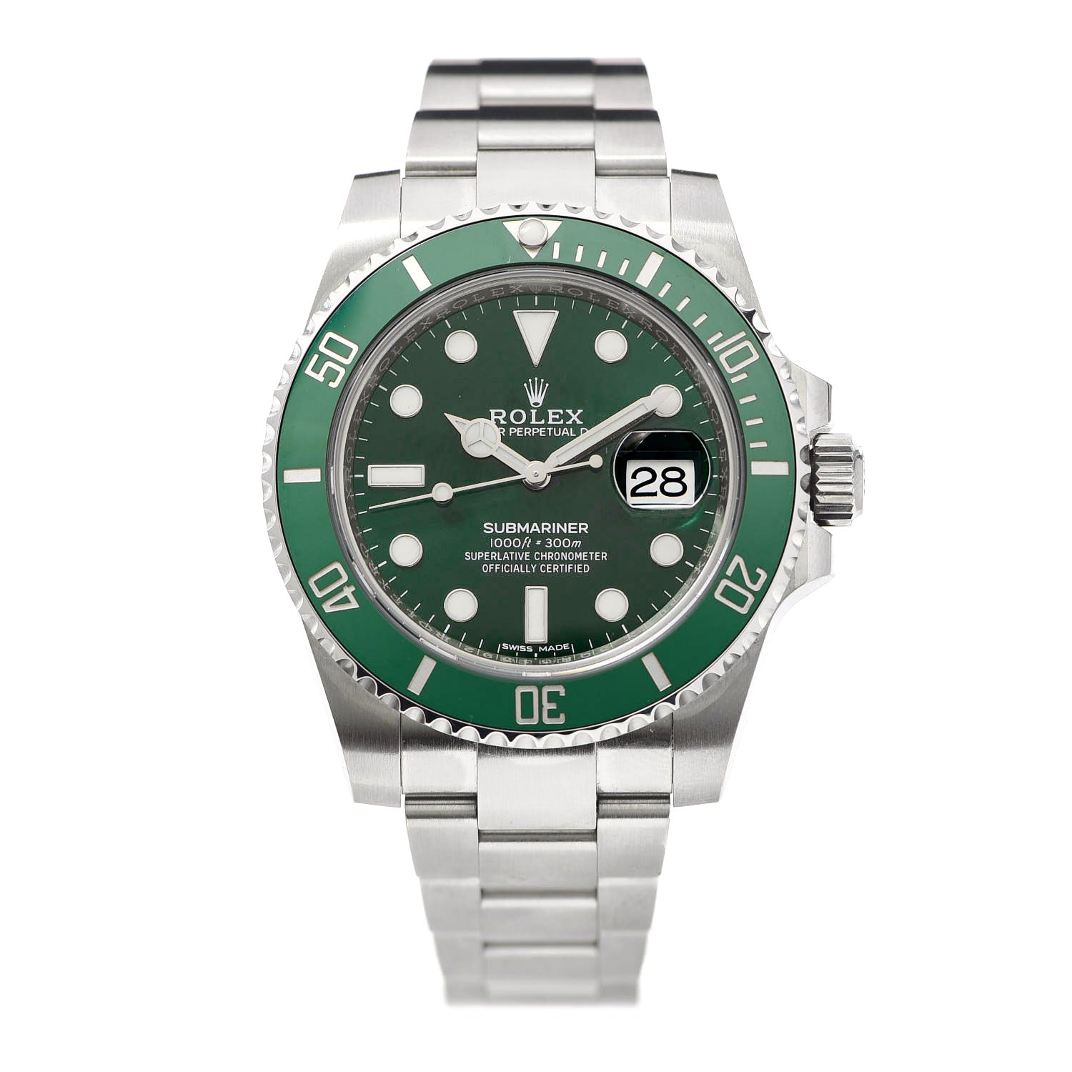 Rolex Stainless Steel 40mm Oyster Perpetual Submariner Date Hulk Watch Green 116610LV 1 of 5