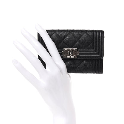 Chanel Calfskin Quilted Boy Flap Card Holder Black 2 of 9