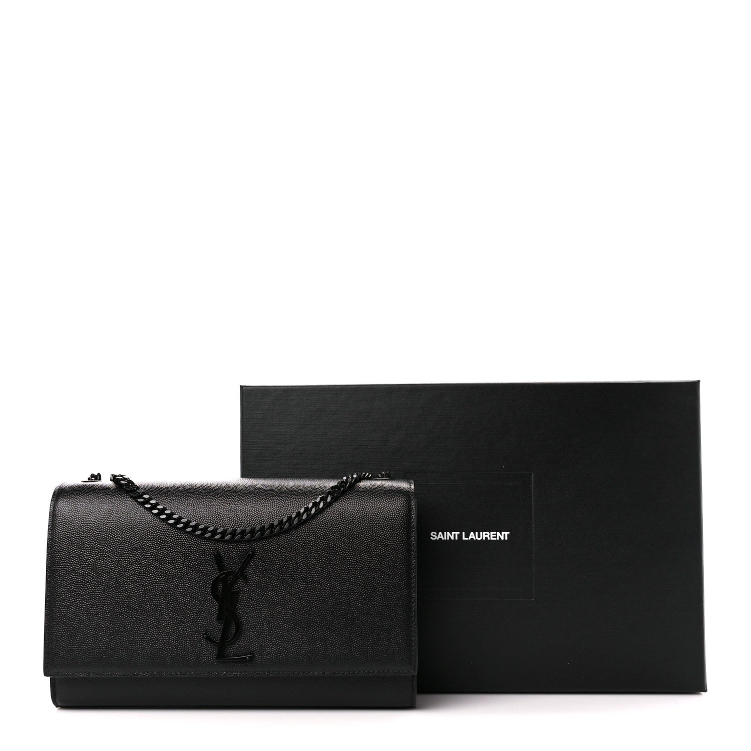 Saint Laurent Grain De Poudre Medium Classic Monogram Monochrome Kate Satchel Black 12 of 12