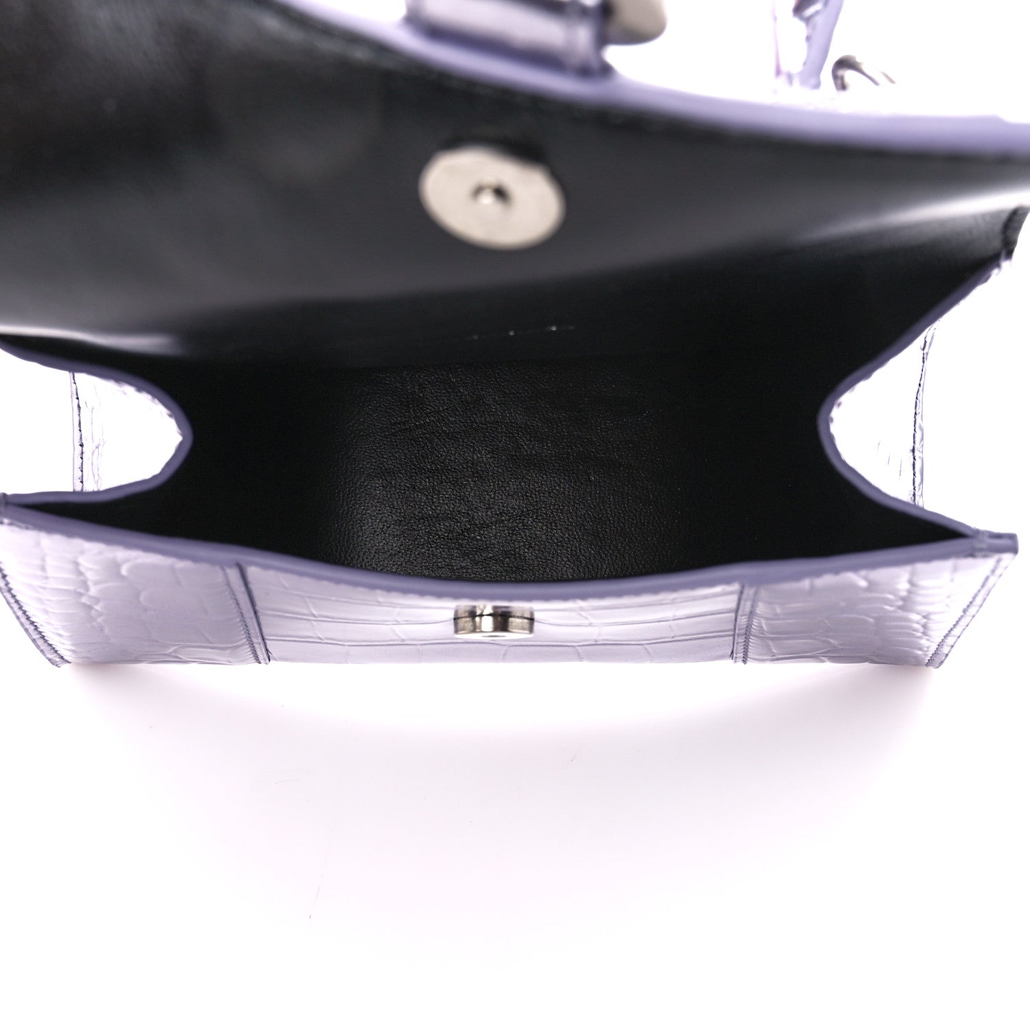 Balenciaga Metallic Calfskin Crocodile Embossed Hourglass Top Handle Bag XS Lilac 5 of 10