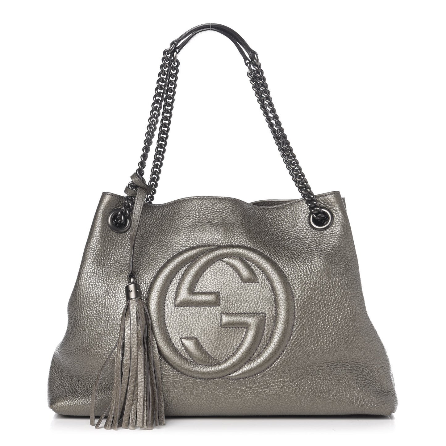 Metallic Pebbled Calfskin Medium Soho Chain Shoulder Bag Sasso
