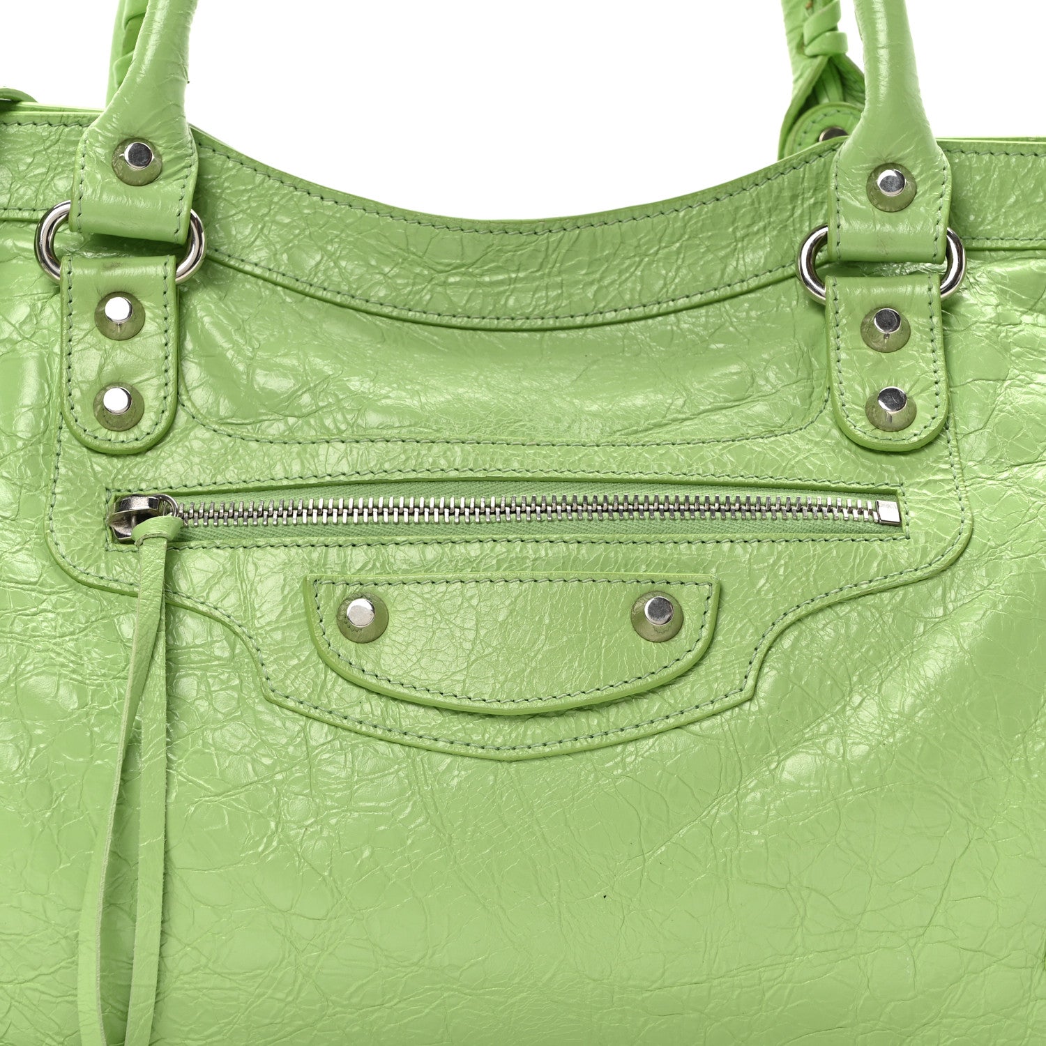 Balenciaga Agneau Arena Storico Classic Silver Hardware Medium Le City Green 7 of 9