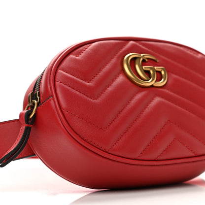 Gucci Calfskin Matelasse GG Marmont Belt Bag 85 34 Hibiscus Red 10 of 12