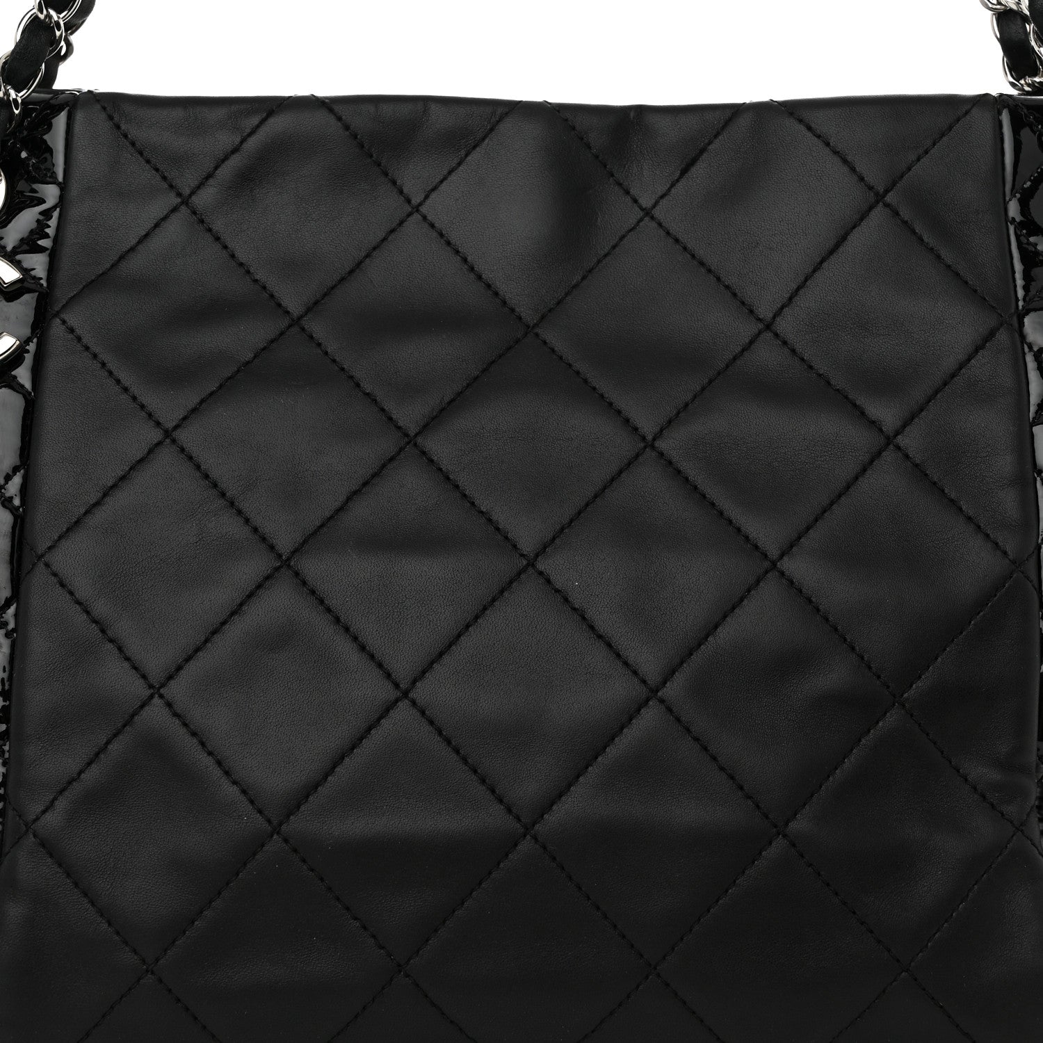 Chanel Lambskin Patent Quilted CC Shopping Tote Black 9 of 11