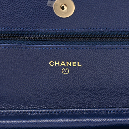 Chanel Caviar Quilted Wallet on Chain WOC Navy Blue 6 of 12