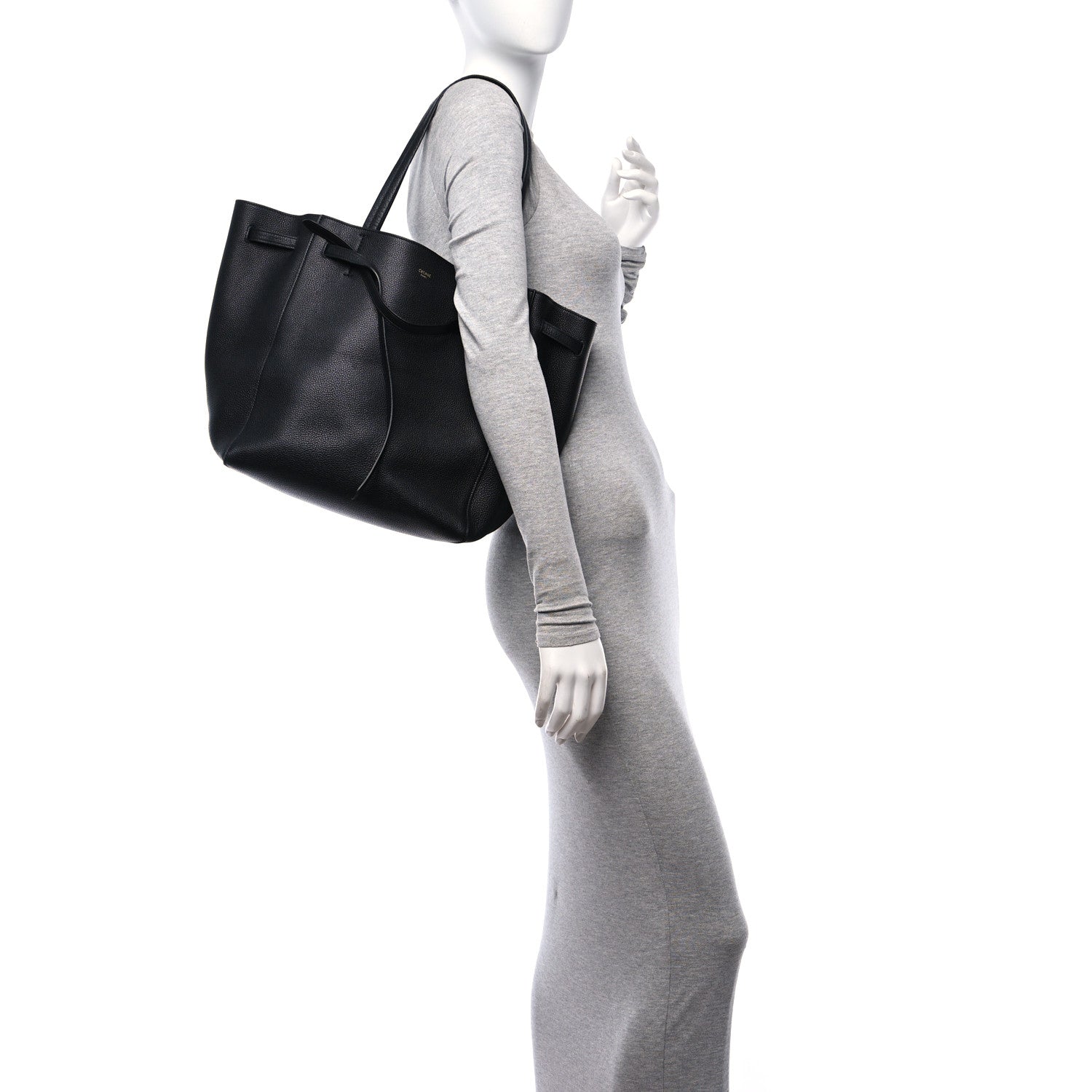 Celine Soft Grained Calfskin Medium Belt Cabas Phantom Black 2 of 13