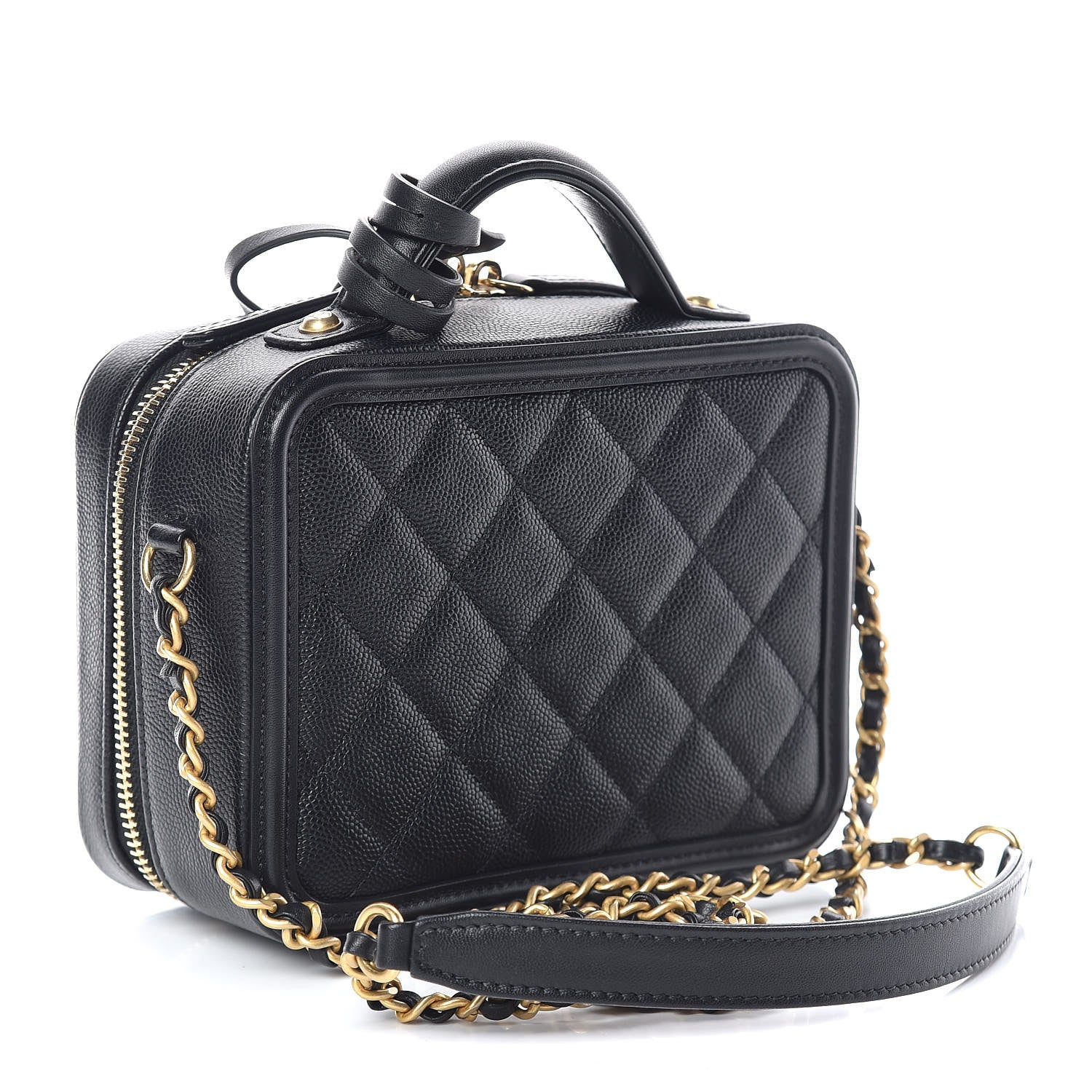 Chanel Caviar Quilted Small CC Filigree Vanity Case Black 4 of 10
