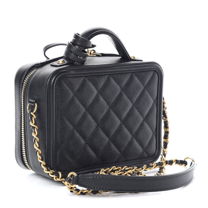 Chanel Caviar Quilted Small CC Filigree Vanity Case Black 4 of 10