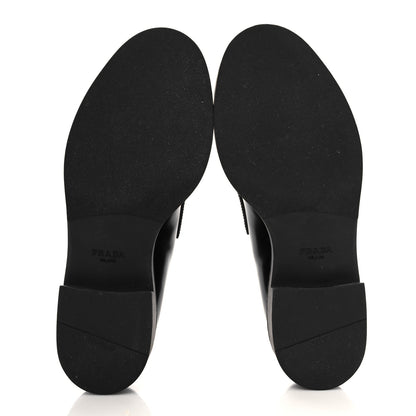 Prada Spazzolato Metal Triangle Logo 50mm Loafers 39 Black 5 of 12