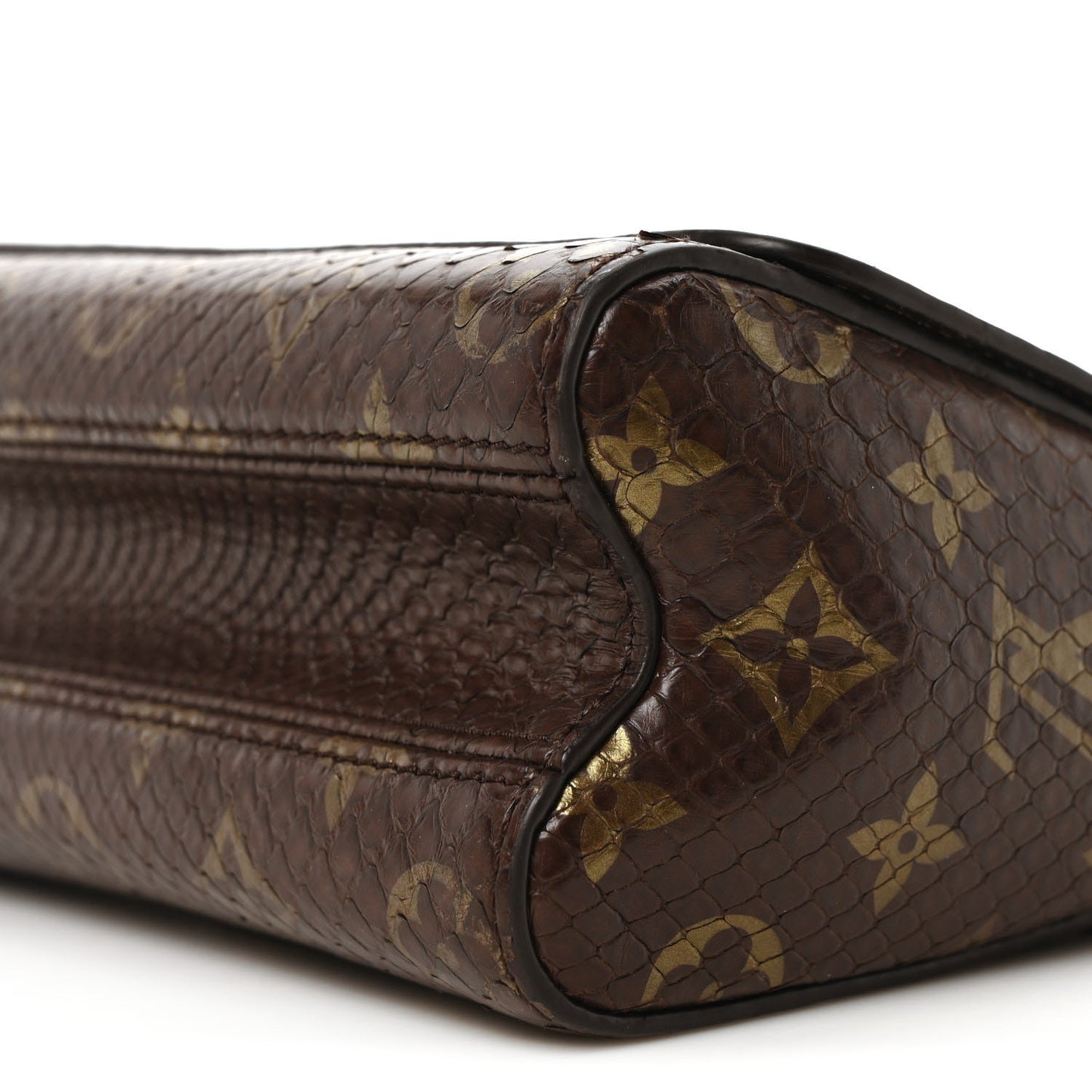 Snakeskin Monogram Twist Shoulder Bag PM Brown
