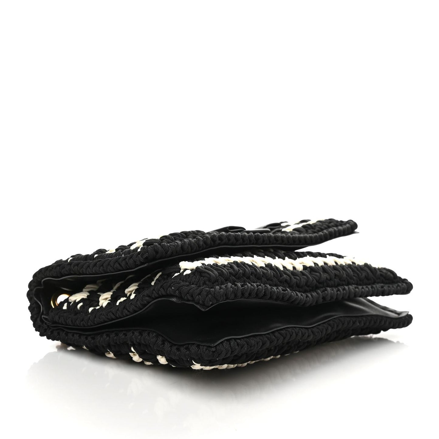 Crochet Medium Viva Bow Shoulder Bag Black White