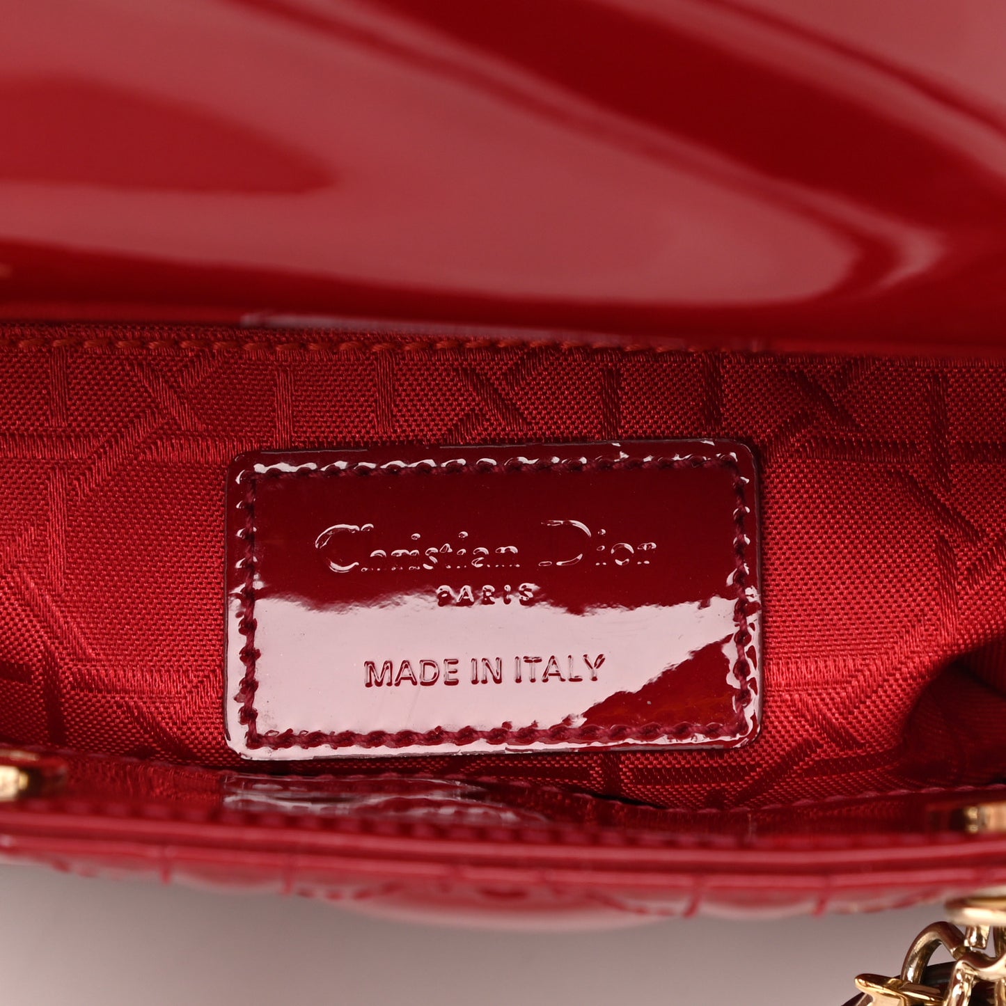 Patent Cannage Mini Lady Dior Red