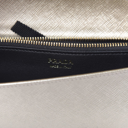 Prada Metallic Saffiano Lux Chain Wallet Pirite 5 of 8