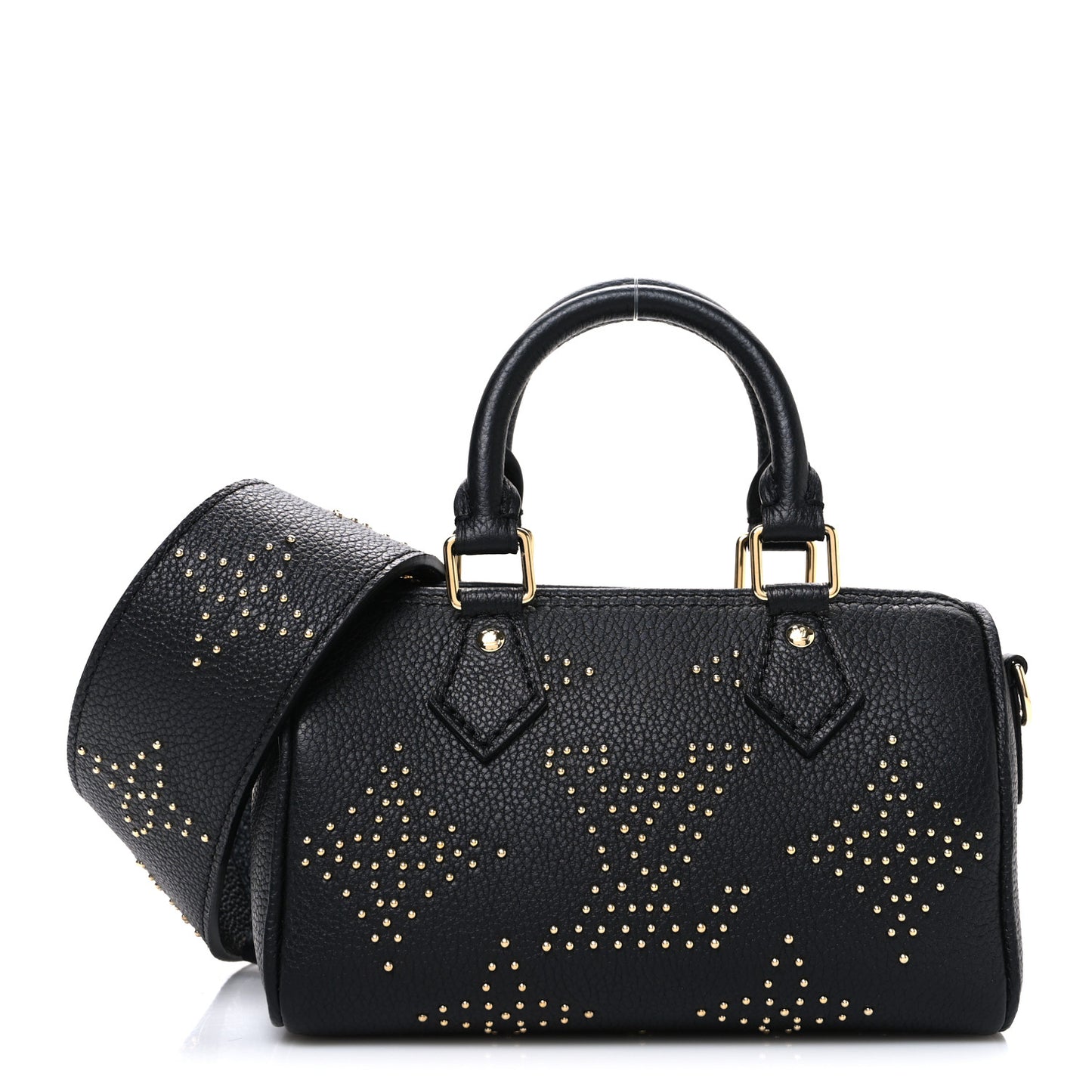 Grained Calfskin Studded Monogram Giant Nano Speedy Black