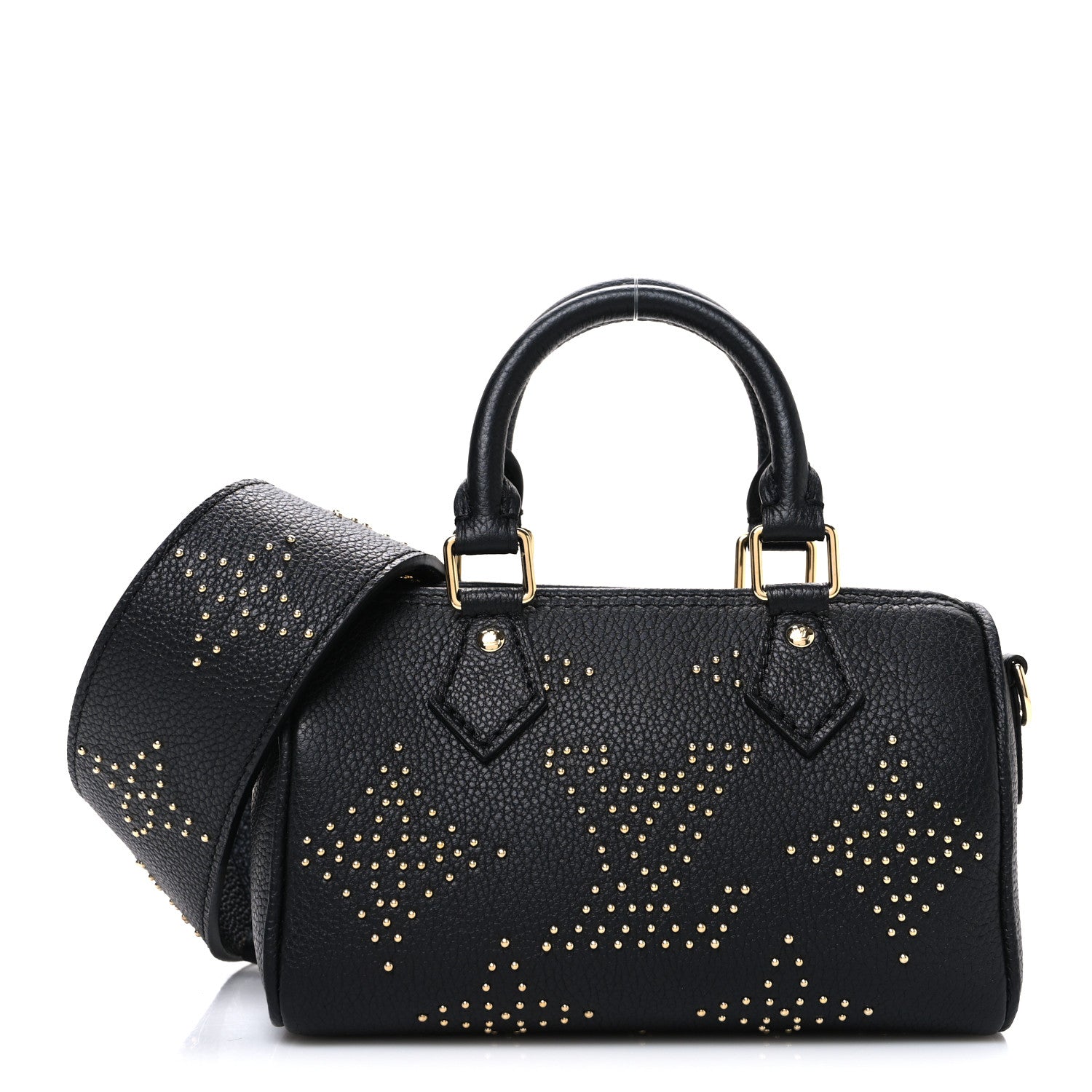 Louis Vuitton Grained Calfskin Studded Monogram Giant Nano Speedy Black 1 of 9